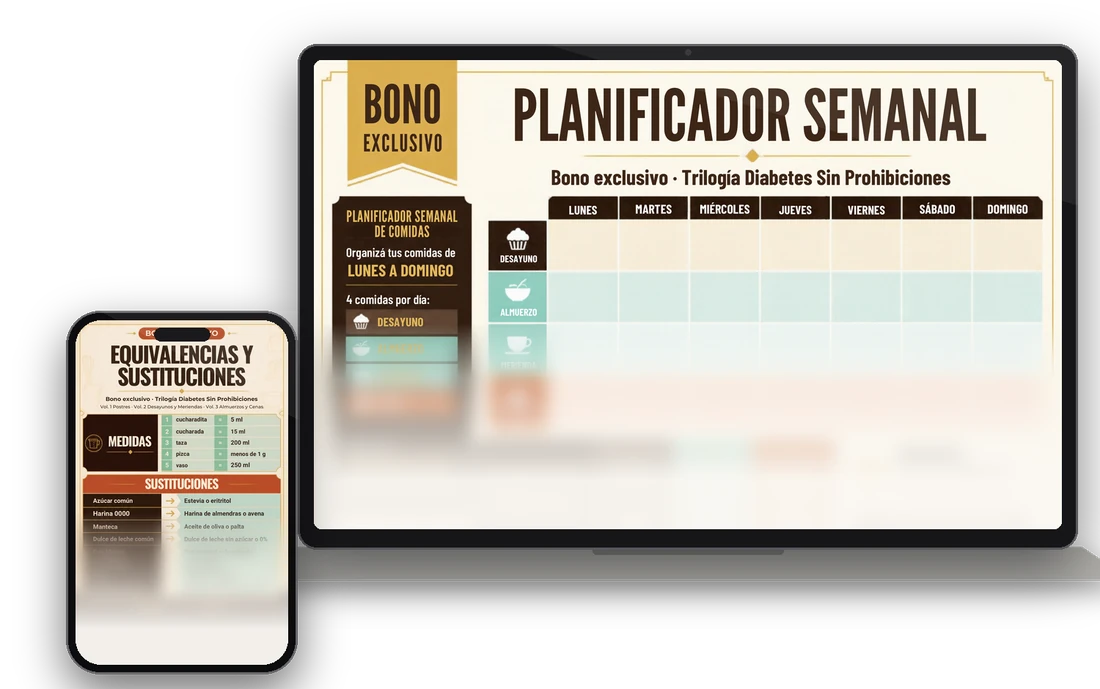 Adelanto de los dos bonos en compu y celular: el Planificador Semanal y la Tarjeta de Equivalencias y Sustituciones
